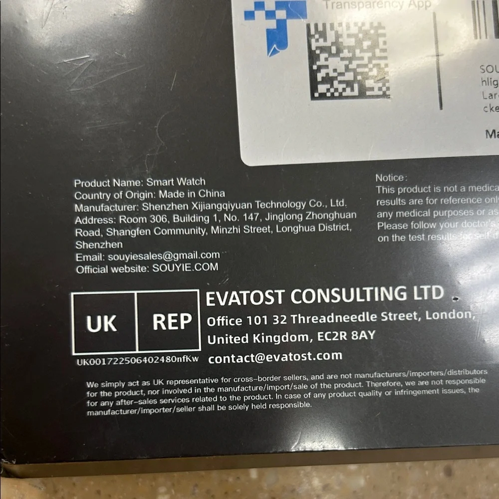 Souyie Black Smart Watch - BRAND NEW
